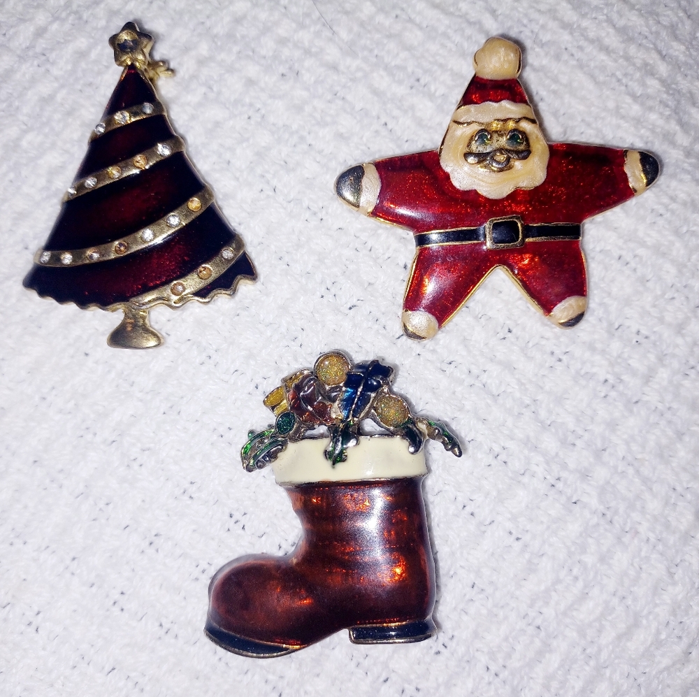 3 Christmas Brooches